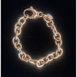Milor Italy Bronze Chain Link Bracelet 7" With Heart Charm Tag